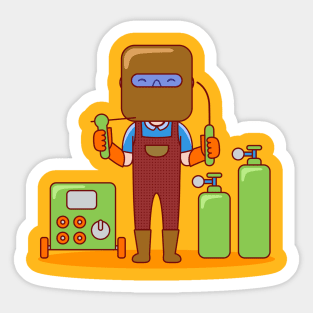 Cute Welder Cartoon Sticker